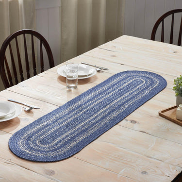 Great Falls Blue Jute Braided Oval Runner 13x48 VHC Brands - The Fox Decor